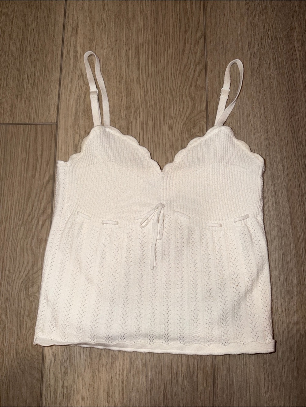 Wilfred Cream Scallop Knit Cami with Drawstring